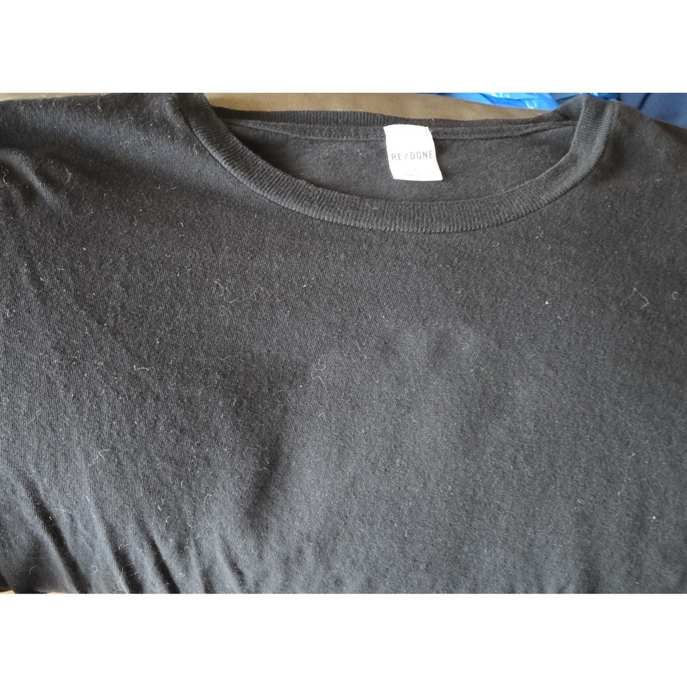 RE/DONE Women's Black 100% Cotton Crew Neck T-Shirt Size L Short Sleeve Tee - Picture 5 of 6